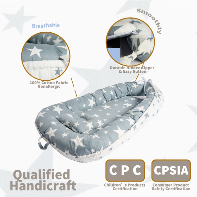 RTUSAS Baby Lounger Cover 100% Cotton Breathable and Soft, 0-24 Months Infant Floor Seat for Travel Nap Soothing Portable and Adjustable, Newborn Essentials Gift